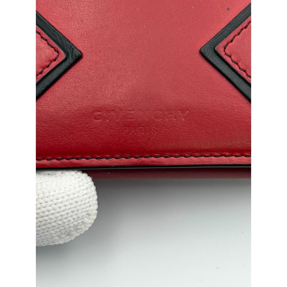 Givenchy Paris Trifold Wallet Men's Red Leather Black Trim Fashion Card Holder - Picture 2 of 12